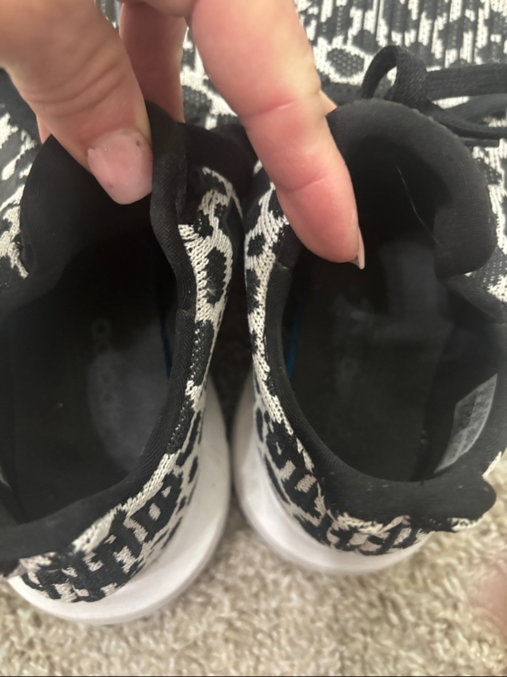adidas Black & White Leopard-Pattern Knit Sneakers - Picture 5 of 7